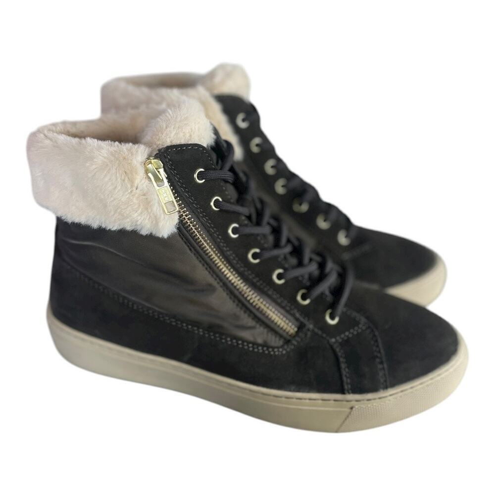 Cougar Women’s Dublin High Top Dk. brown/Olive Faux Fur Cuff Sneakers Size-9